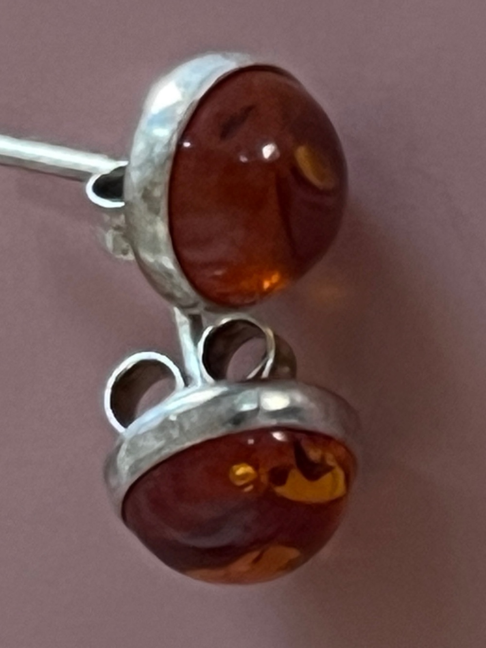 Sterling Silver Amber earnings - Amber Brown